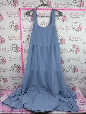 Black bow dress long tier Light Blue Maxi Dress with Tiered Skirt